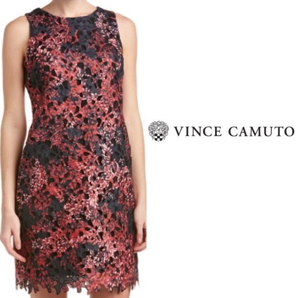 NWT VINCE CAMUTO Floral Lace Black Dress Sz 2 - Picture 2 of 8